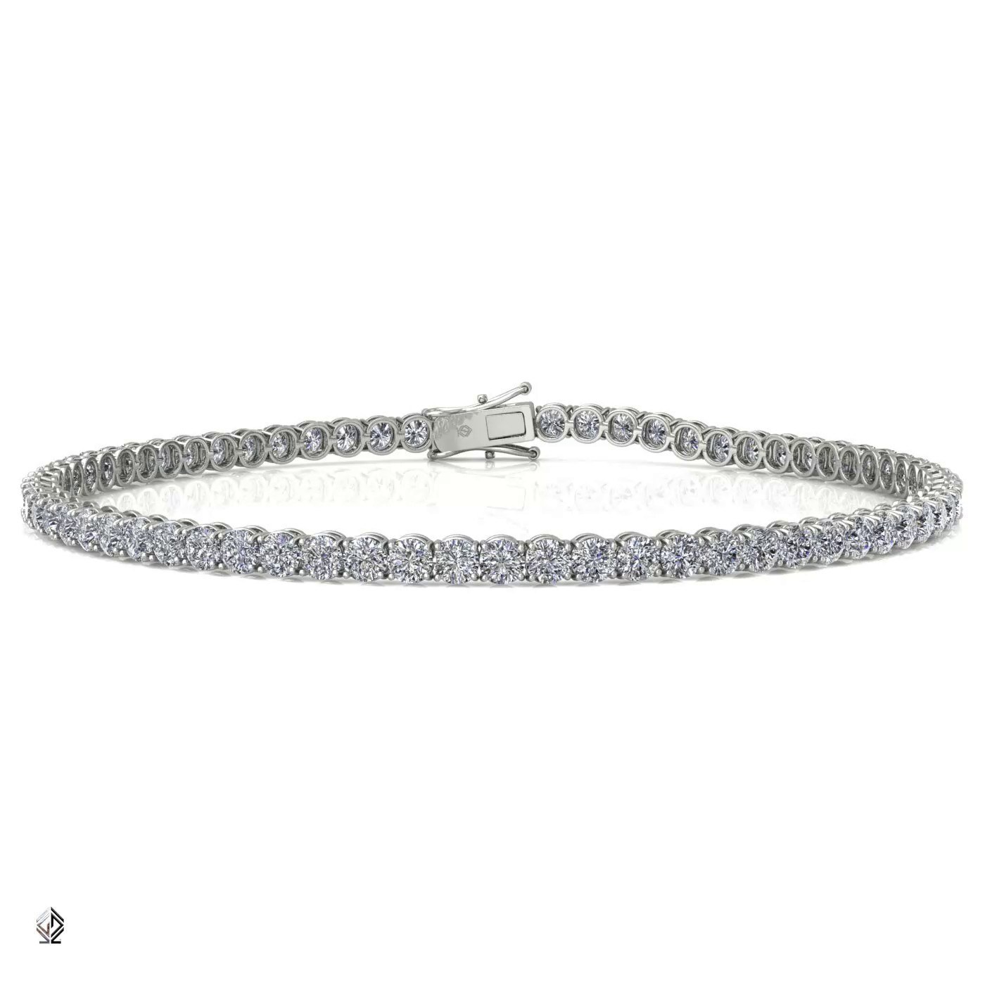 18k white gold 3.0mm 4 prong round shape diamond tennis bracelet in square setting Photos & images
