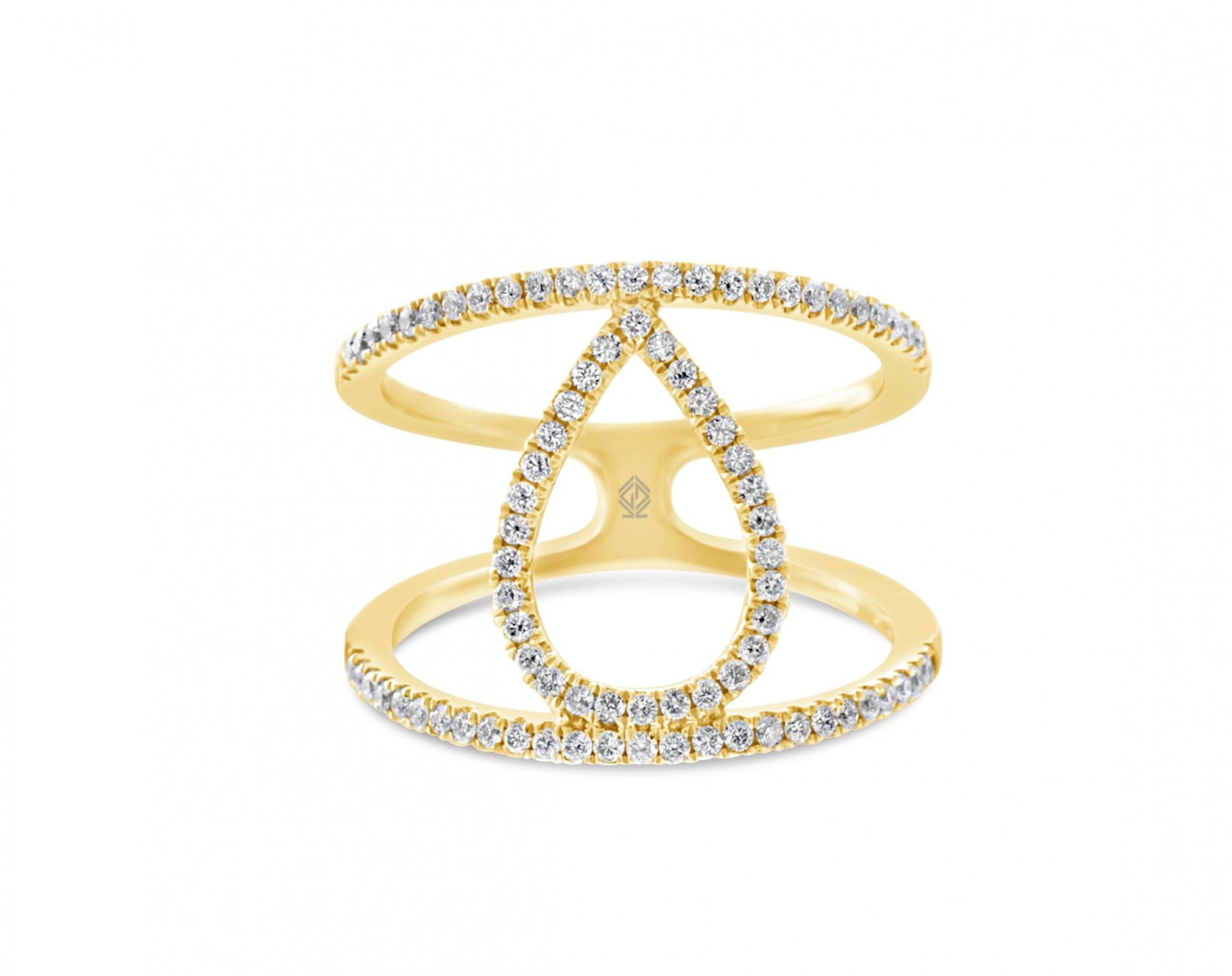 18k yellow gold pear-fashion round shaped diamond ring