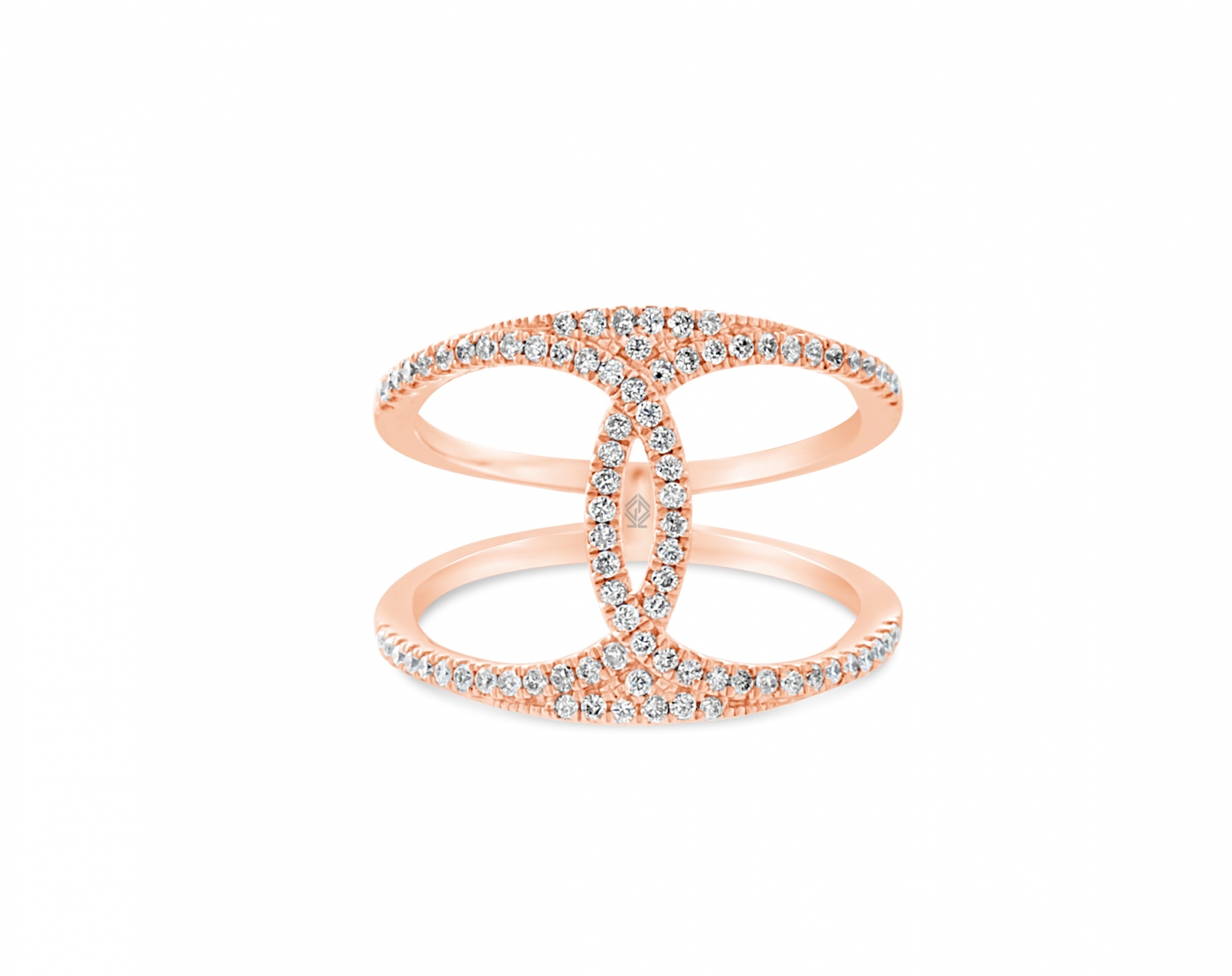 18k rose gold cc-fashion round shaped diamond ring