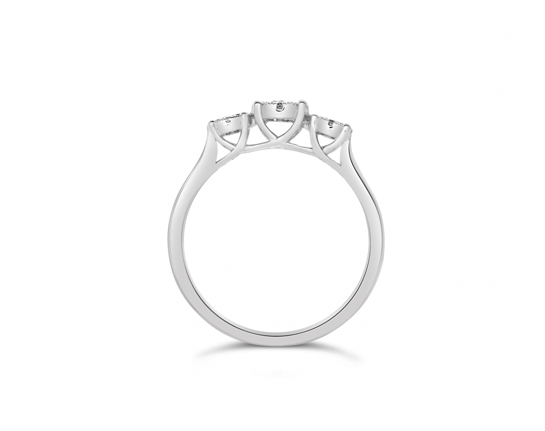 18k white gold trilogy halo illusion set engagement ring