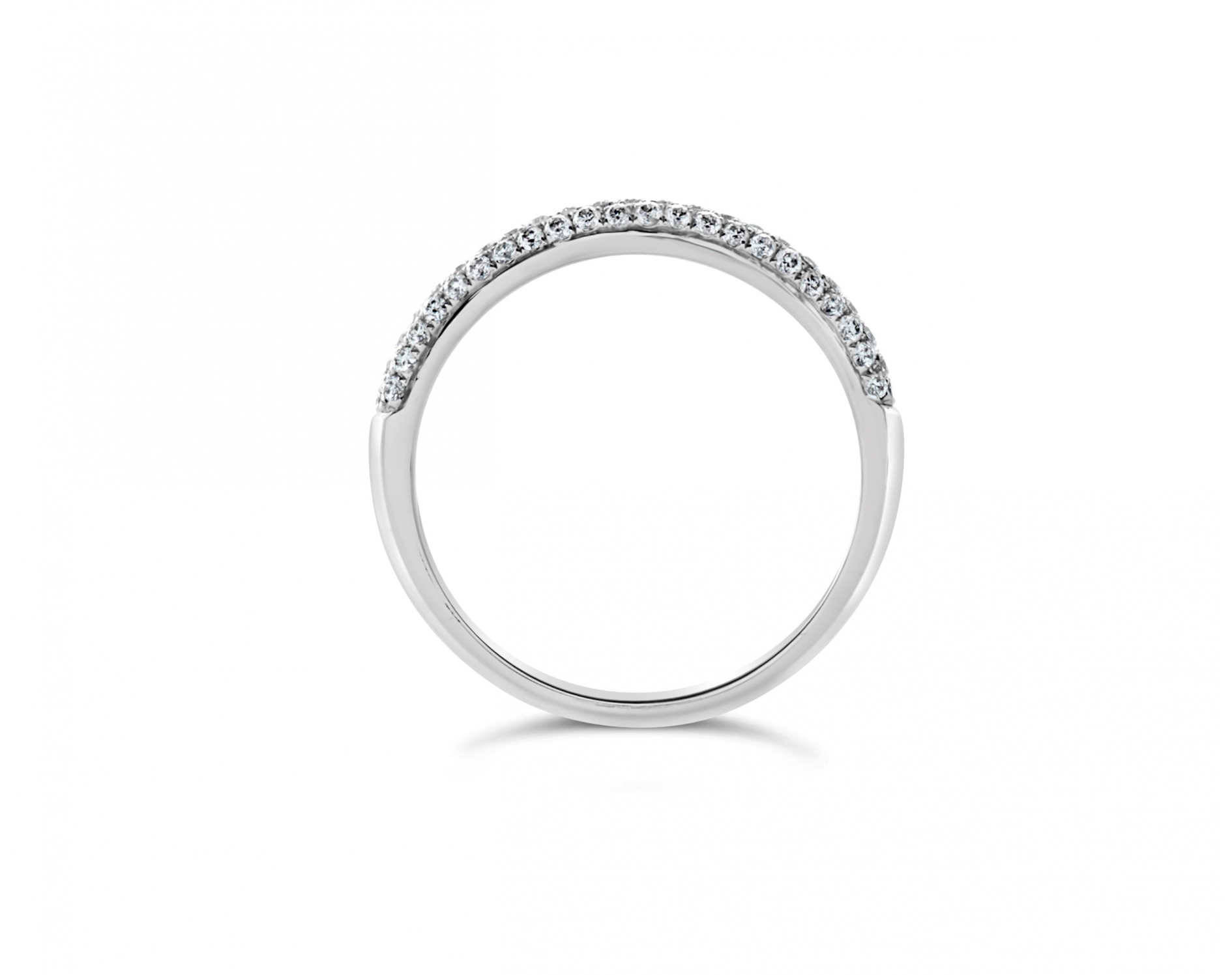 18k white gold 3-row bombay half eternity round shaped diamond wedding ring