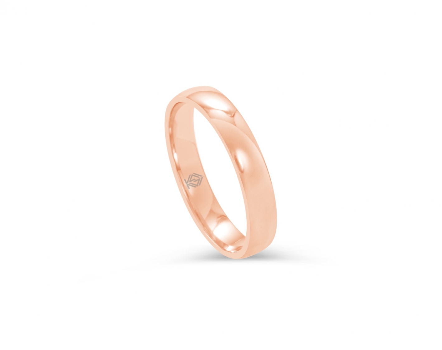 18k rose gold 4mm shiny wedding band comfort fit