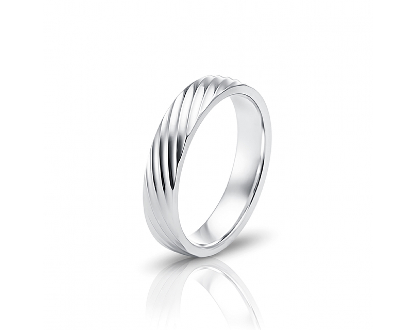 18k white gold 5mm matte wedding band with shiny lines