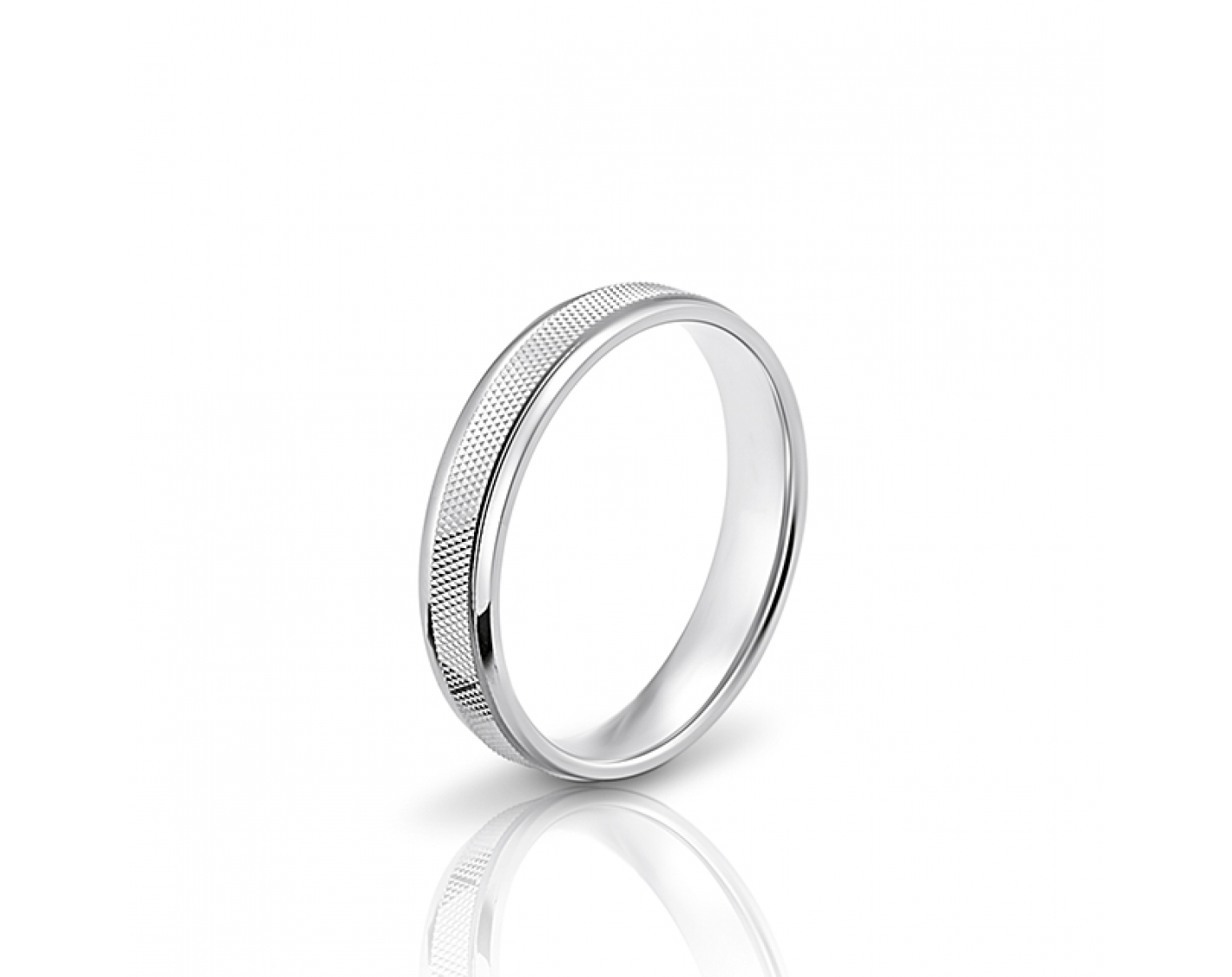 18k white gold 4mm carved wedding band