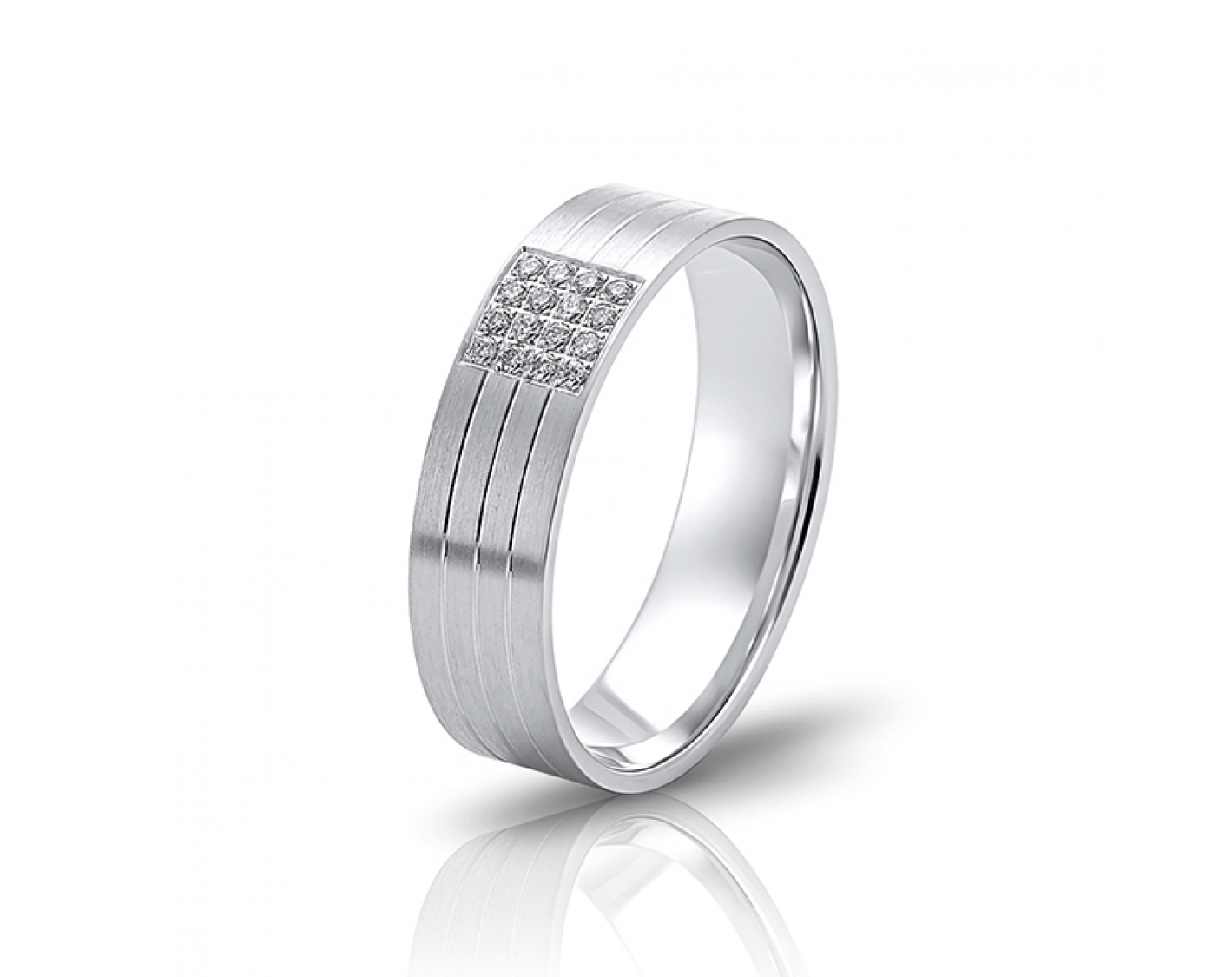 18k rose gold 6mm matte wedding band with diamonds and inlays Photos & images