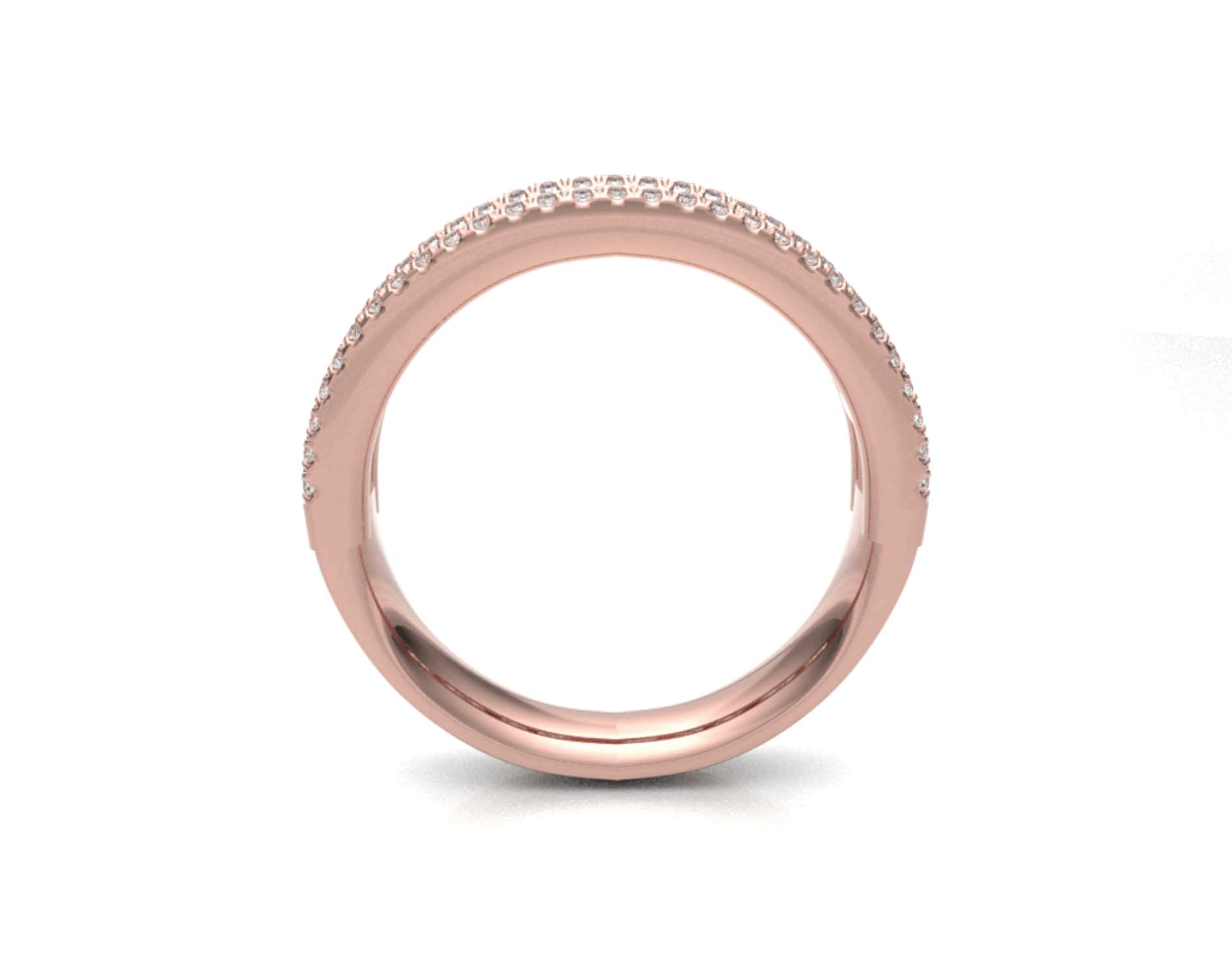 18k rose gold multirow round & baguette diamond ring