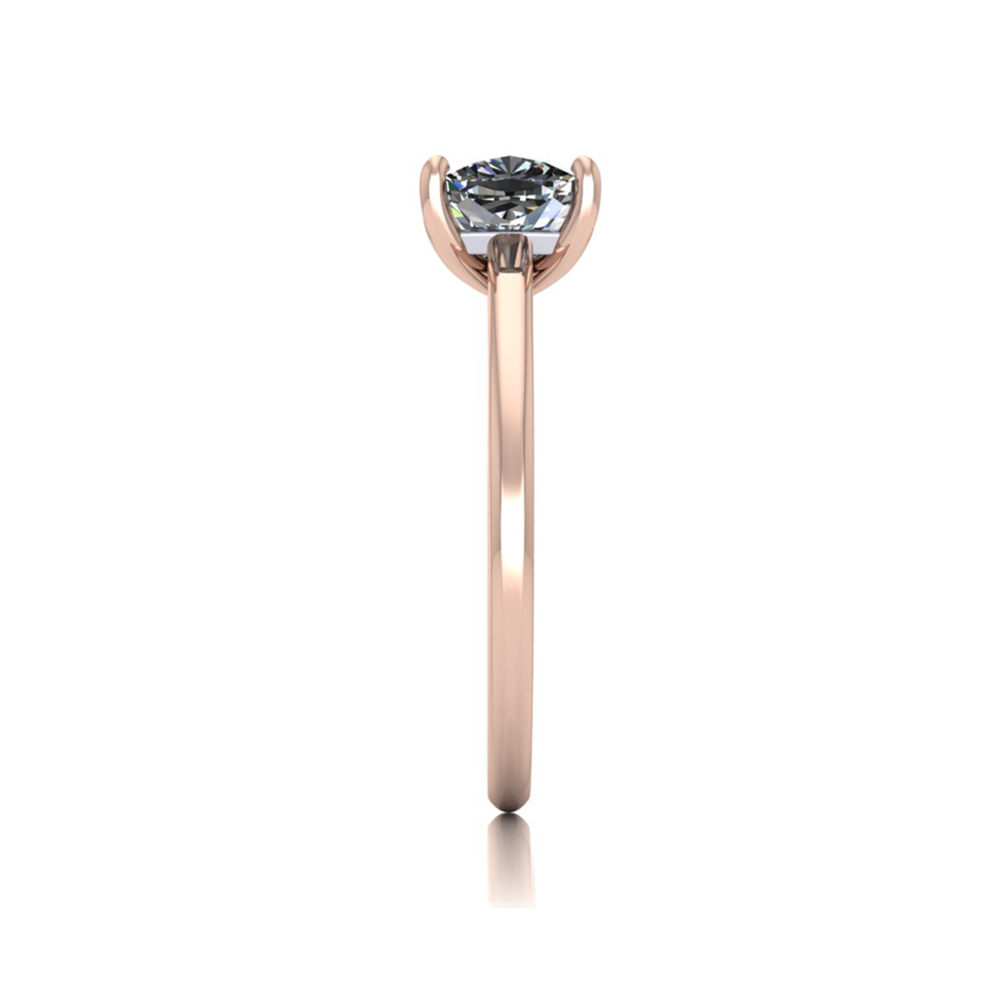 18K ROSE GOLD 4 PRONGS SOLITAIRE CUSHION CUT DIAMOND ENGAGEMENT RING WITH WHISPER THIN BAND