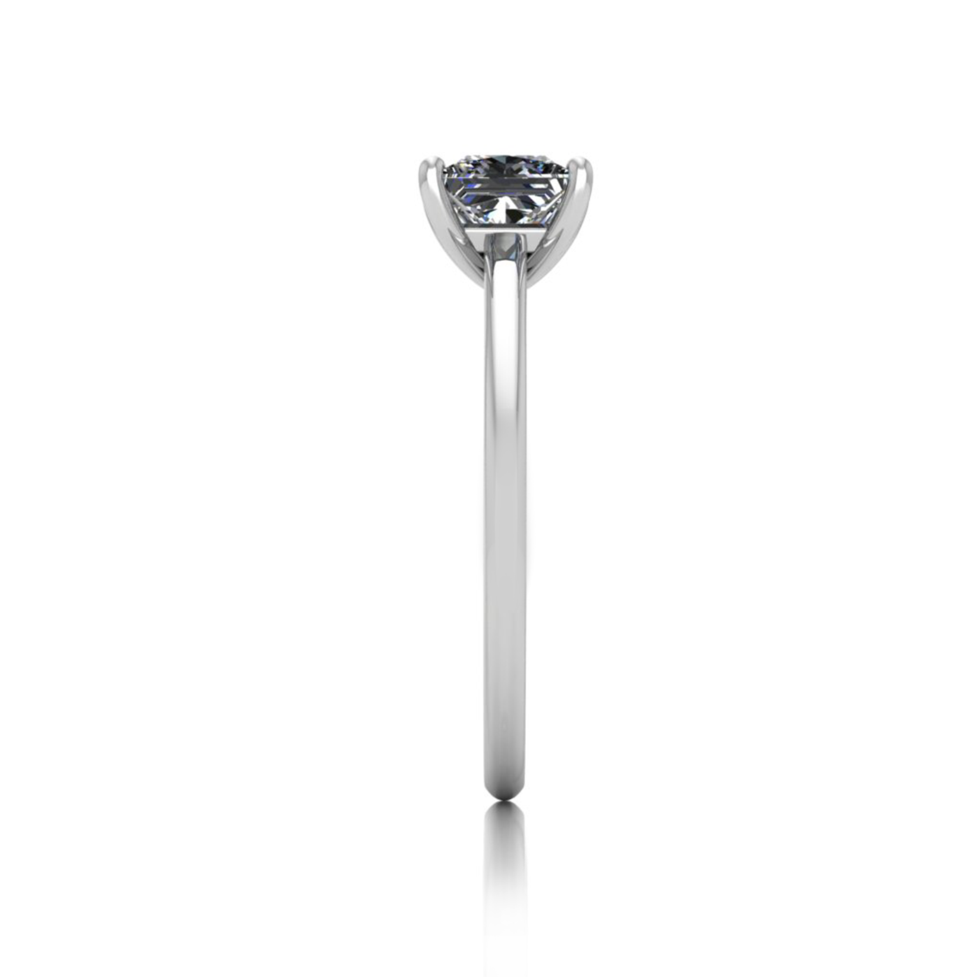 18K WHITE GOLD 4 PRONGS SOLITAIRE PRINCESS CUT DIAMOND ENGAGEMENT RING WITH WHISPER THIN BAND