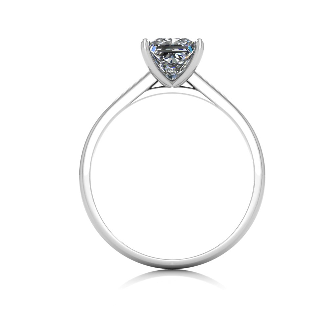 18K WHITE GOLD 4 PRONGS SOLITAIRE PRINCESS CUT DIAMOND ENGAGEMENT RING WITH WHISPER THIN BAND