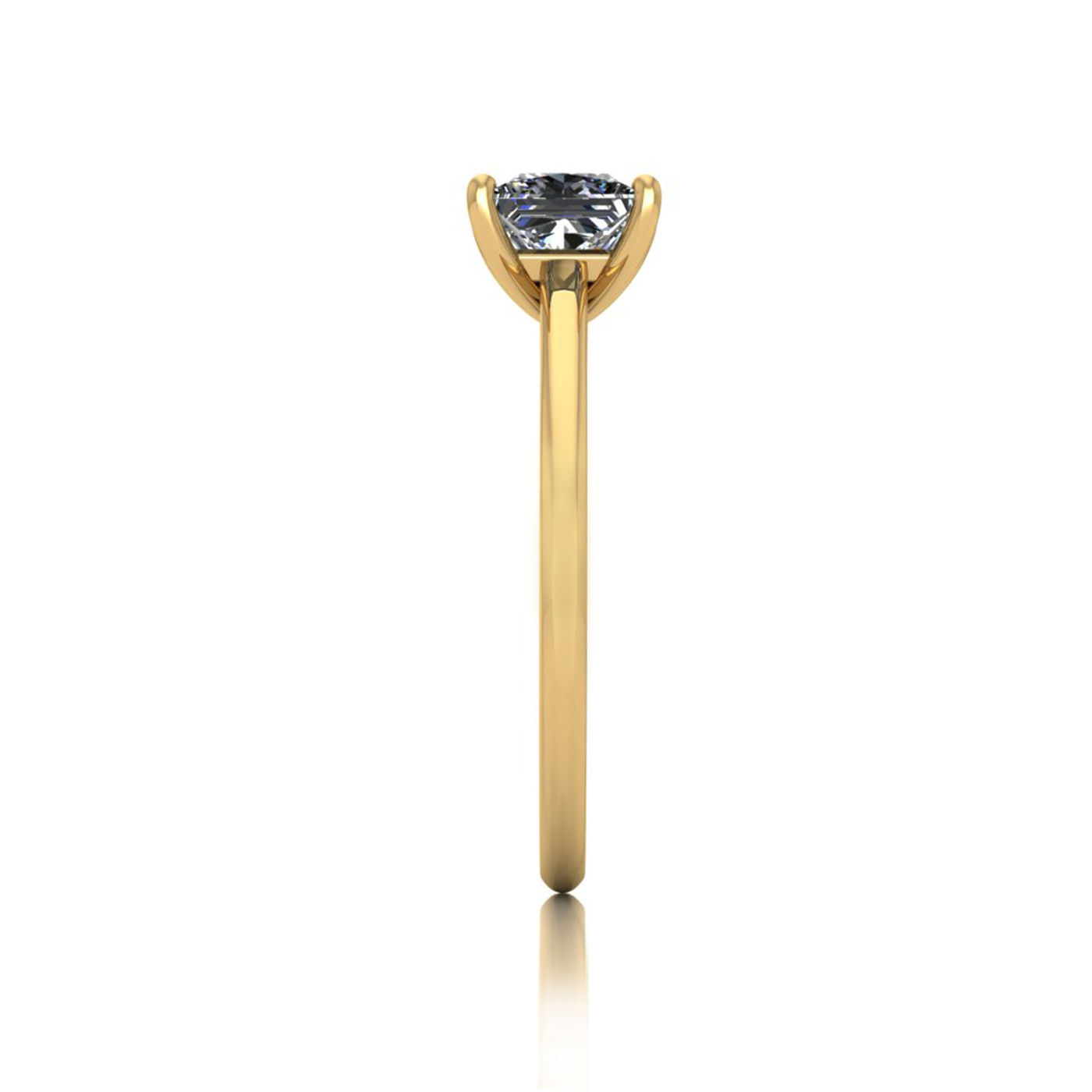 18K YELLOW GOLD 4 PRONGS SOLITAIRE PRINCESS CUT DIAMOND ENGAGEMENT RING WITH WHISPER THIN BAND