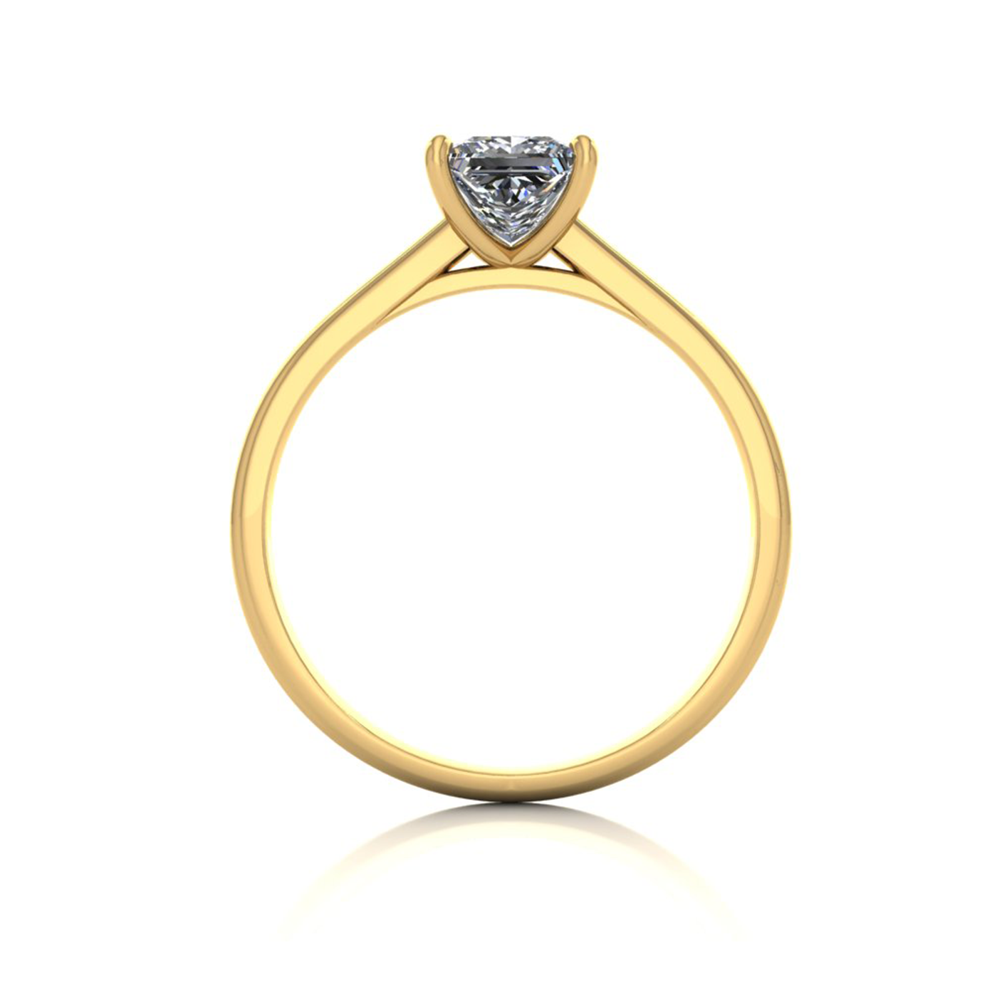 18K YELLOW GOLD 4 PRONGS SOLITAIRE PRINCESS CUT DIAMOND ENGAGEMENT RING WITH WHISPER THIN BAND