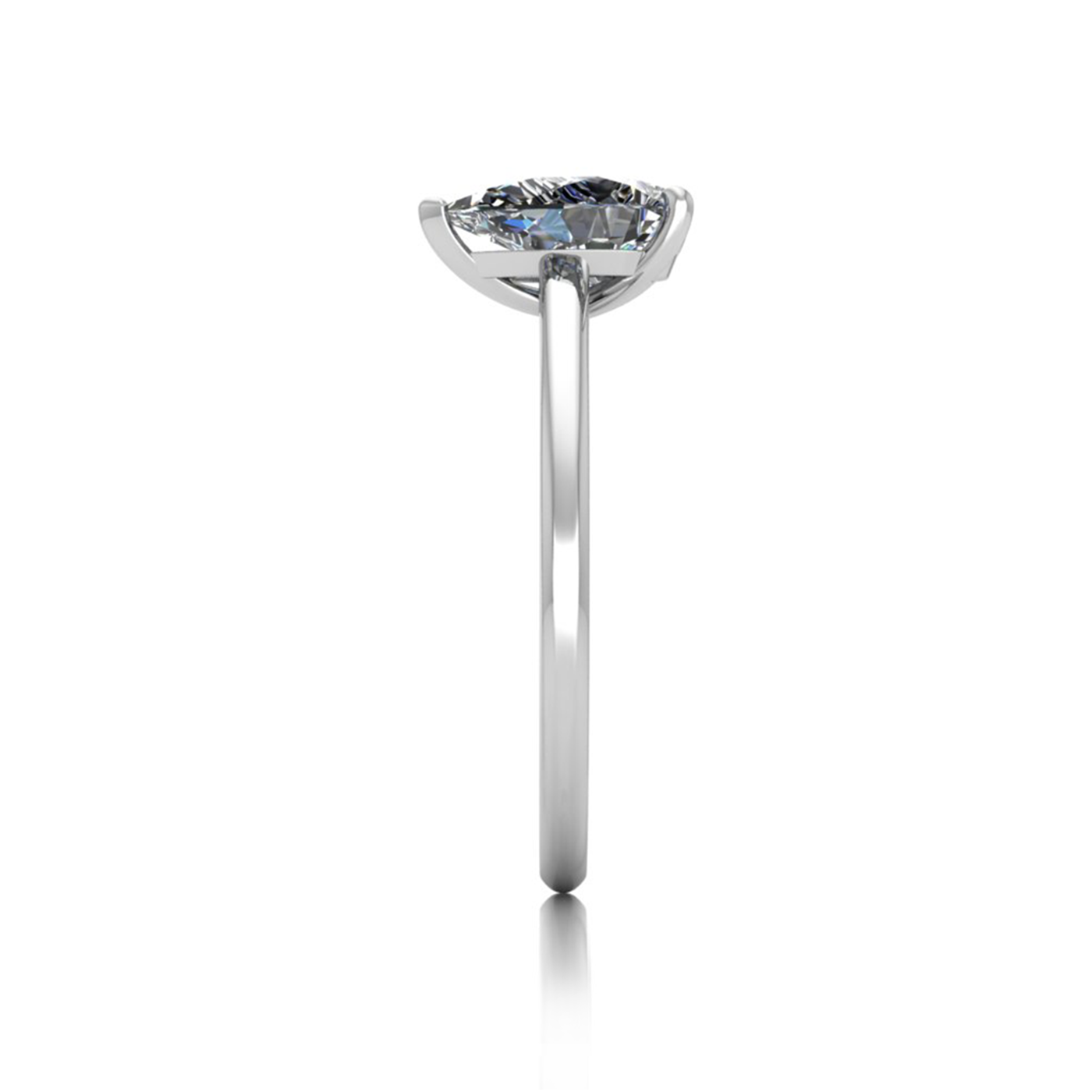 18K WHITE GOLD 3 PRONGS SOLITAIRE PEAR CUT DIAMOND ENGAGEMENT RING WITH WHISPER THIN BAND