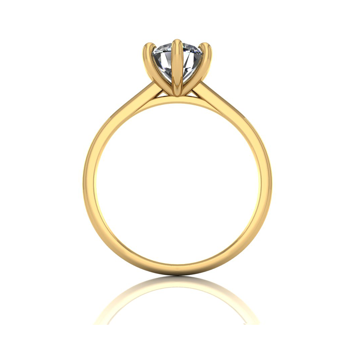 18K YELLOW GOLD 6 PRONGS SOLITAIRE ROUND CUT DIAMOND ENGAGEMENT RING WITH WHISPER THIN BAND