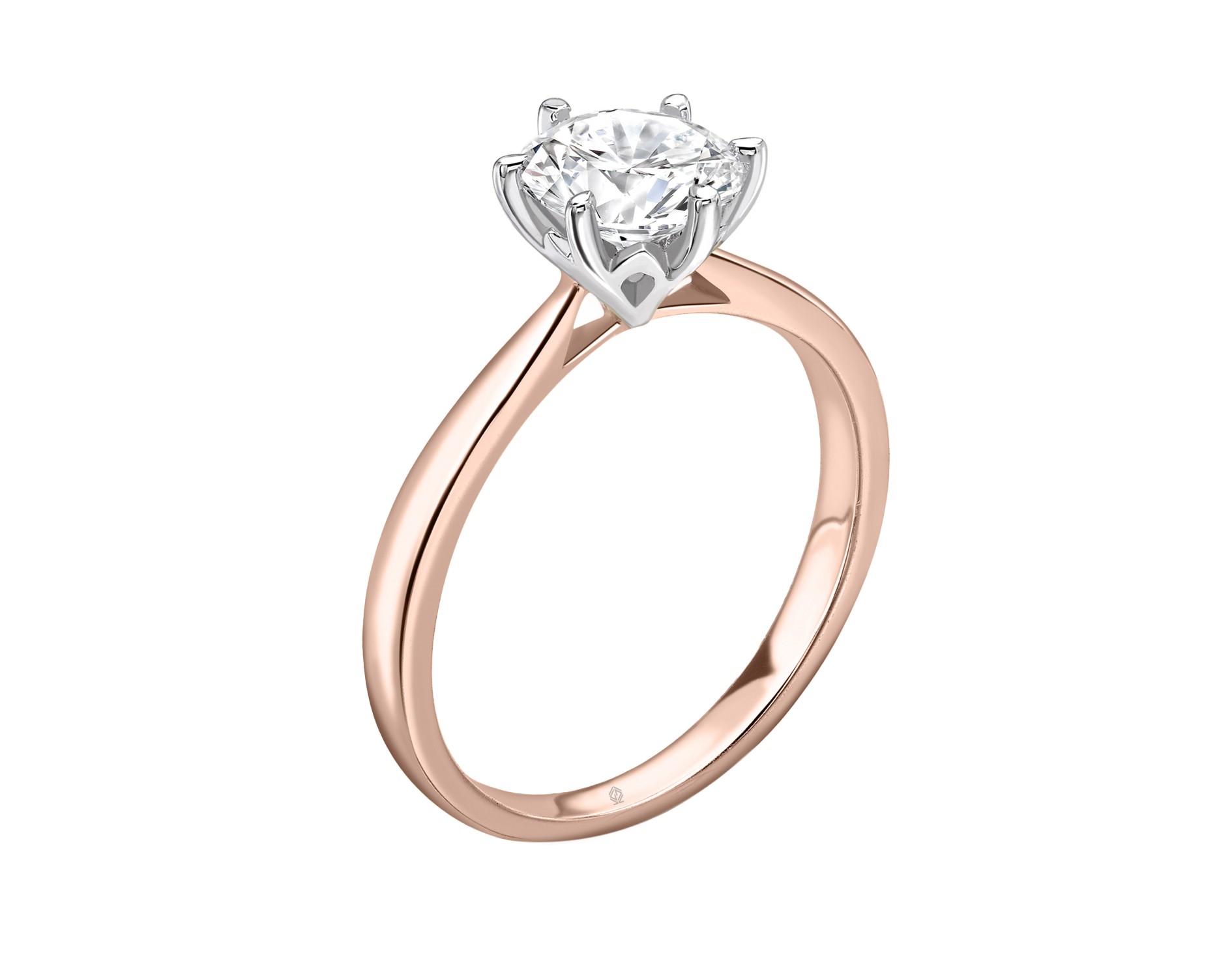DUAL-TONE 6 PRONGS HEAD SOLITAIRE ROUND CUT DIAMOND ENGAGEMENT RING