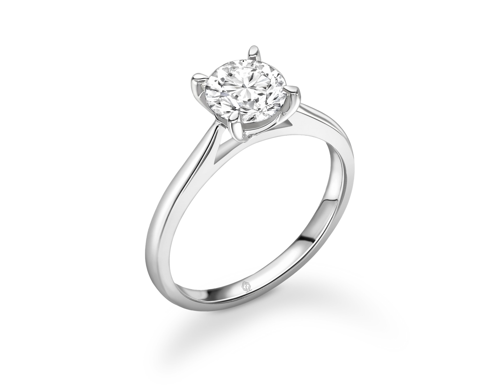 18K WHITE GOLD ROUND CUT 4 PRONGS SOLITAIRE DIAMOND ENGAGEMENT RING