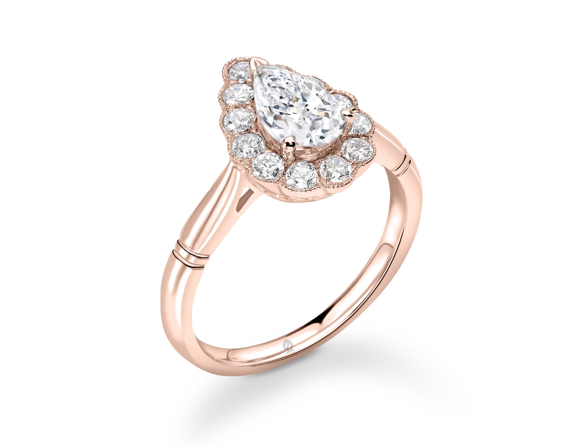 18K ROSE GOLD SET GOLD PEAR CUT DIAMOND ENGAGEMENT RING